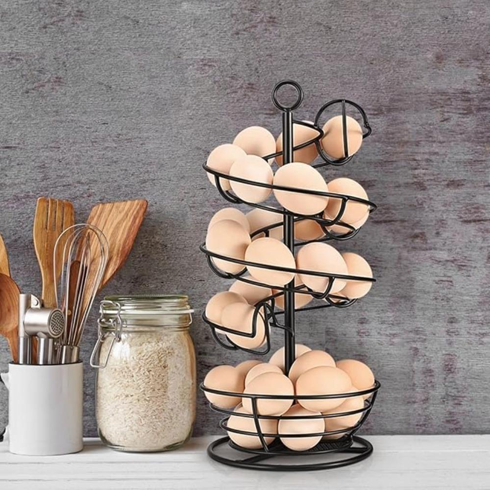 Stable Base Egg Storage Rack Save Space Metal Egg Dispenser Spiral Egg Holder  Countertop