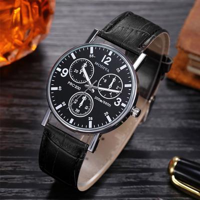 Three Eye Watches Quartz Men's Watch Blue Glass Belt Watch Men