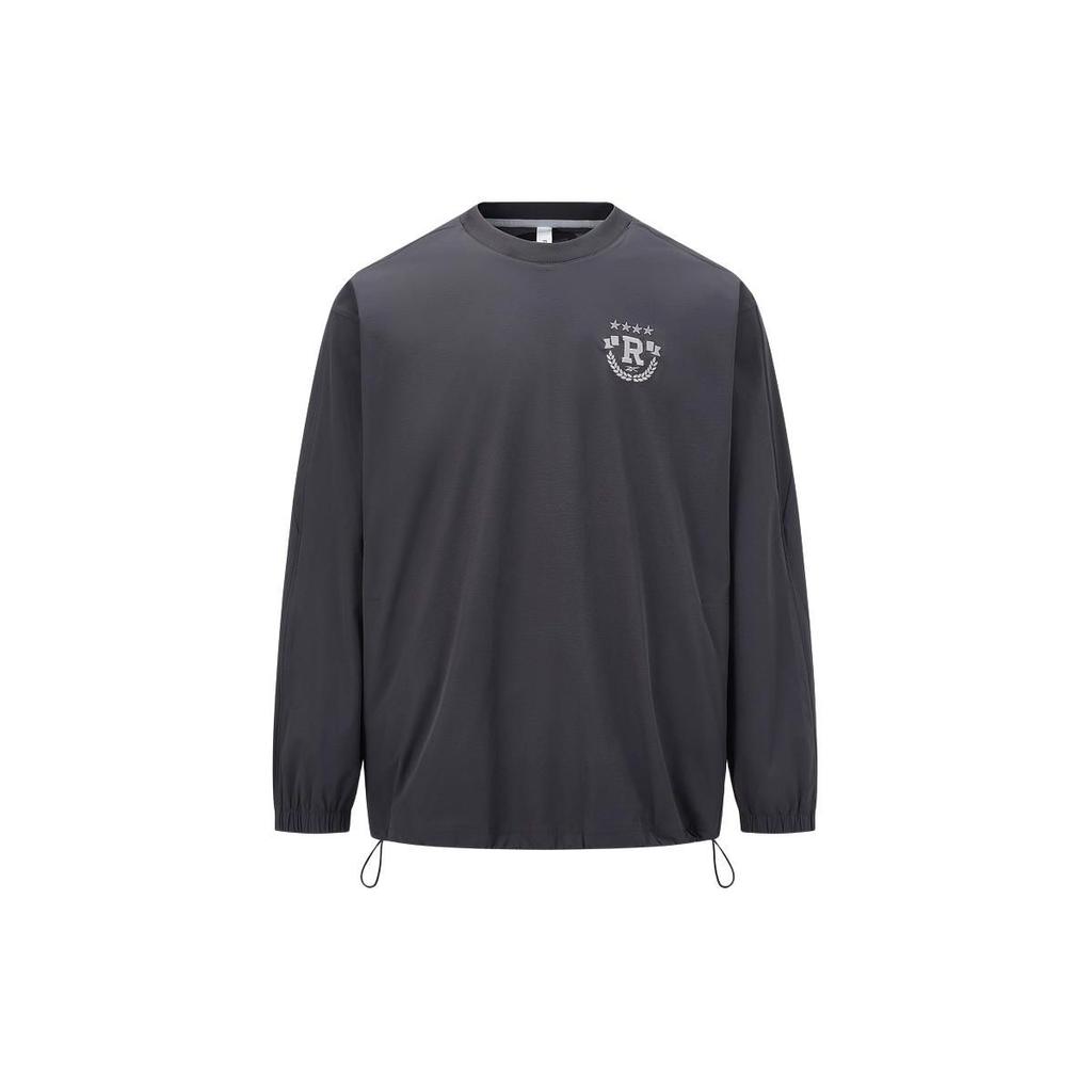 Reebok Embroidered Logo Crew Neck Sweatshirt Unisex Tops Charcoal-Black 24SRC301UGH1