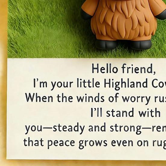 Pocket Friends of Hugs And Hope Mini Penguin Elephant Bear Highland Cow Ornament with Card Emotional Support Gift for Kids Women Men Loved Ones