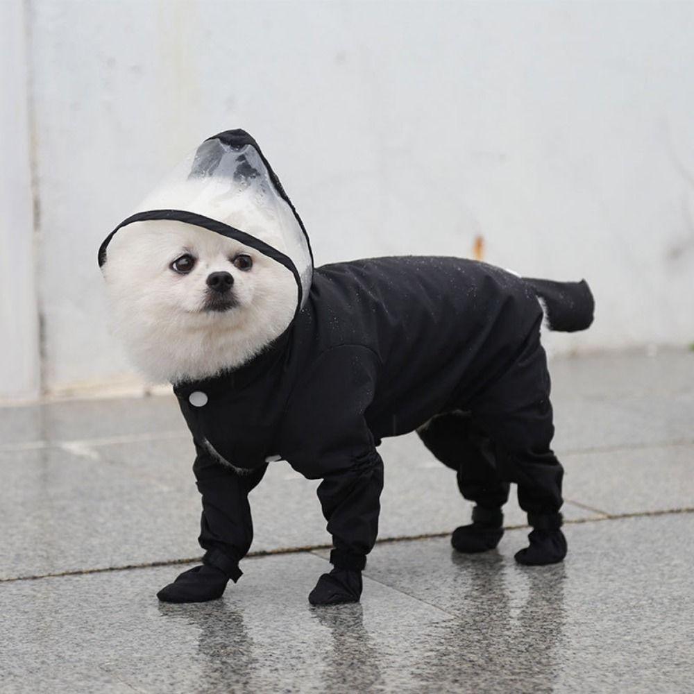 Full-coverage Dog Raincoat Transparent Hood Pet Rain Jacket Cat Rainproof Pet Clothes Outdoor Use
