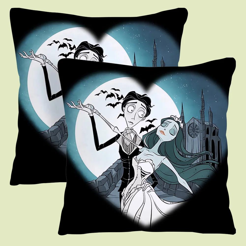 C-Corpse Bride Cartoon Anime Pillow Covers Cartoon Sofa Decorative Home Double-Sided Printing Short Plush Cute Cushion Cover