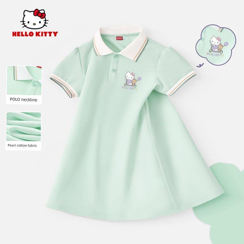 Hellokitty Girls' Dress 2025 New Style Elegant Girl Princess Dress Children's Summer Polo Dress