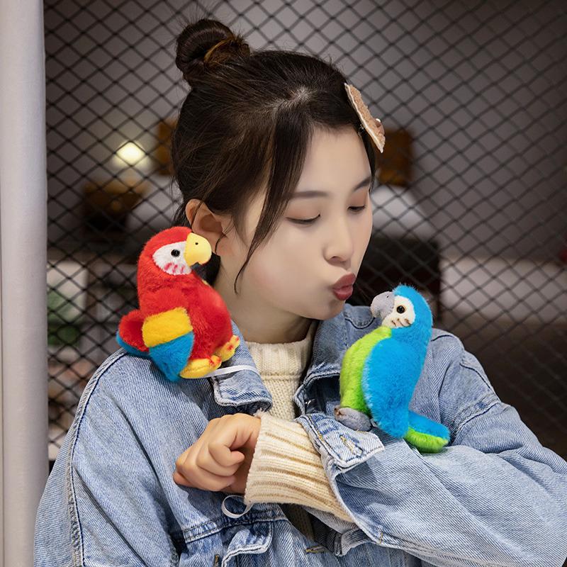 Standing Shoulder Parrot Doll Plush Toy Animal Cartoon Shoulder Magnet Magnetic Shoulder Decoration Doll Gift
