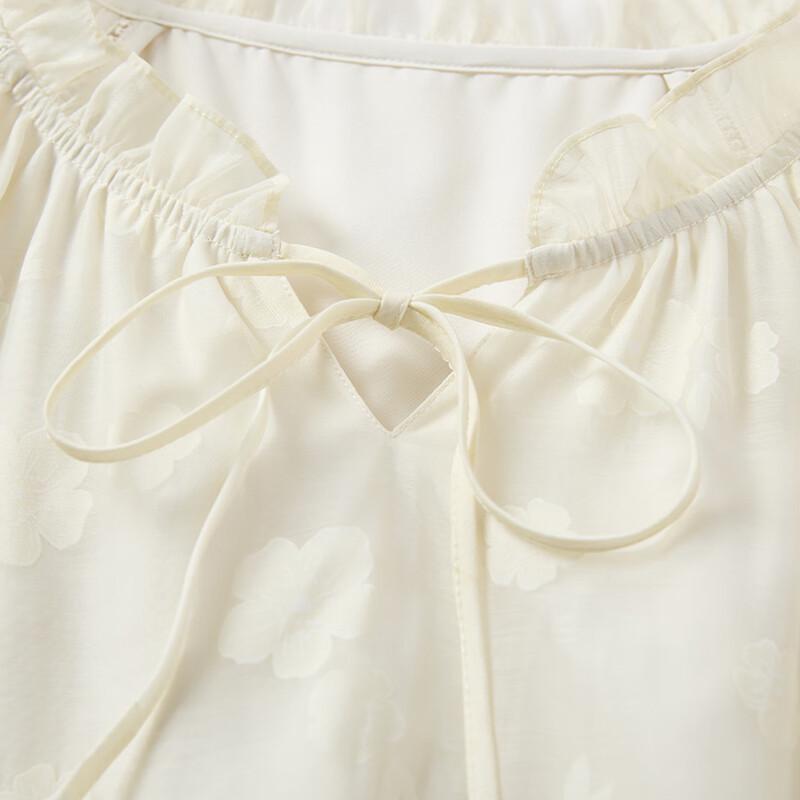 Women's French Puff Sleeve Embroidered Tassel Dress