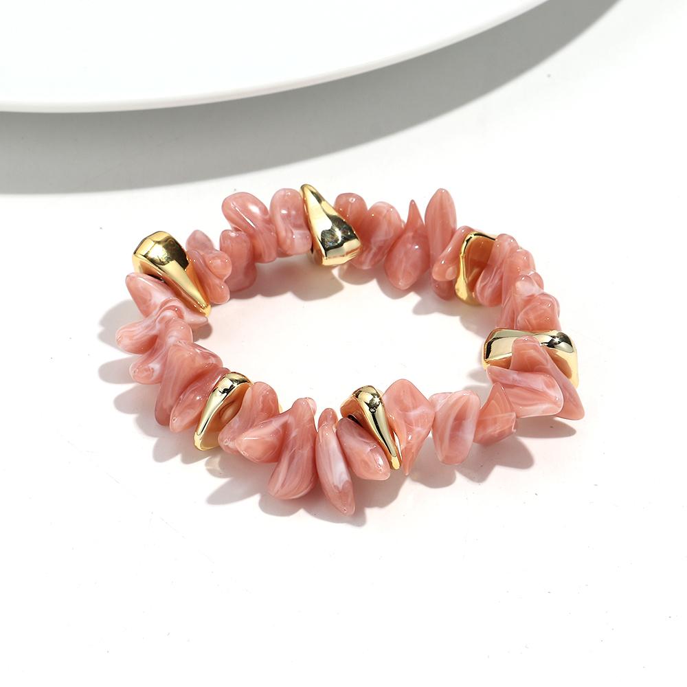 Acrylic Irregular Imitation Crushed Stone Beaded Bracelet for Women Boho Multicolored Strechy Bracelets Vacation Jewelry Gifts