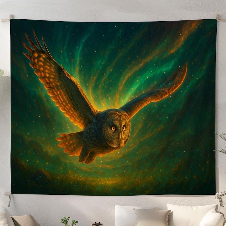 Cosmic Owl tapestry 75x100 чёрный