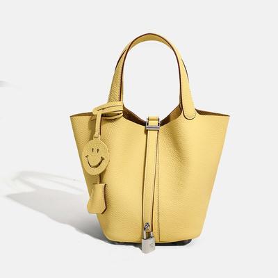 Vegetable Basket Bag, Silver Buckle Size, Hand Bag, Handbag, First Layer Cowhide, New Bucket Bag