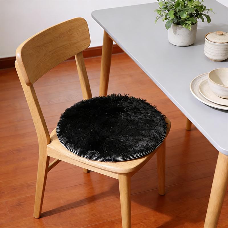 1 Stück Sitzkissen Hohe Qualität Flauschig Geeignet für Esszimmerstühle Hockerpolster Warme Kunstfellkissen Zuhause Rund Nordischer Stil