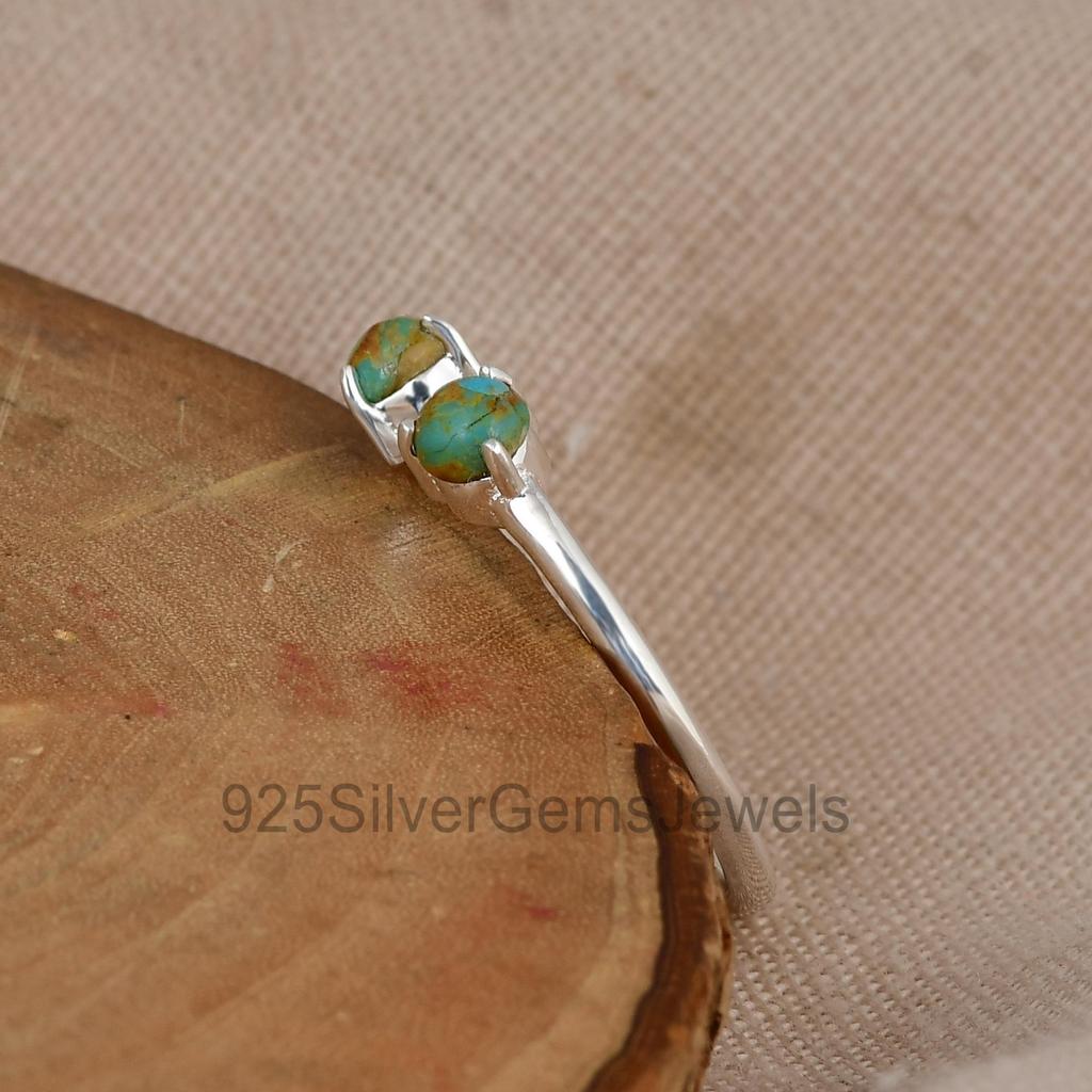 Kingman Turquoise Ring, 925 Sterling Silver Ring, Minimalist Turquoise Band Ring, Dainty Gemstone Ring, December Birthstone Gift