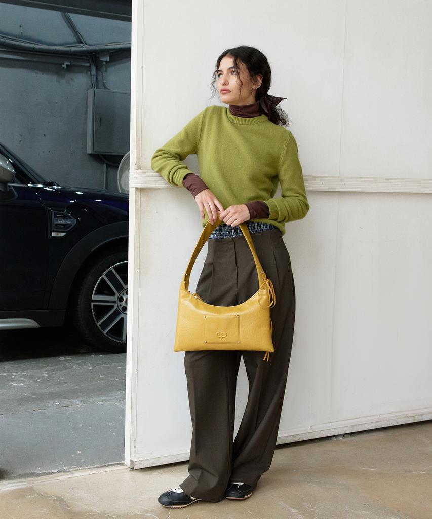 Christine Project Eyelet Flat Shoulder Bag(Mustard)