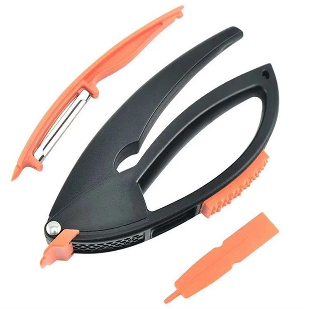 Garlic Press, Garlic Masher, Vegetable and Fruit Peeler, Meat Flosser