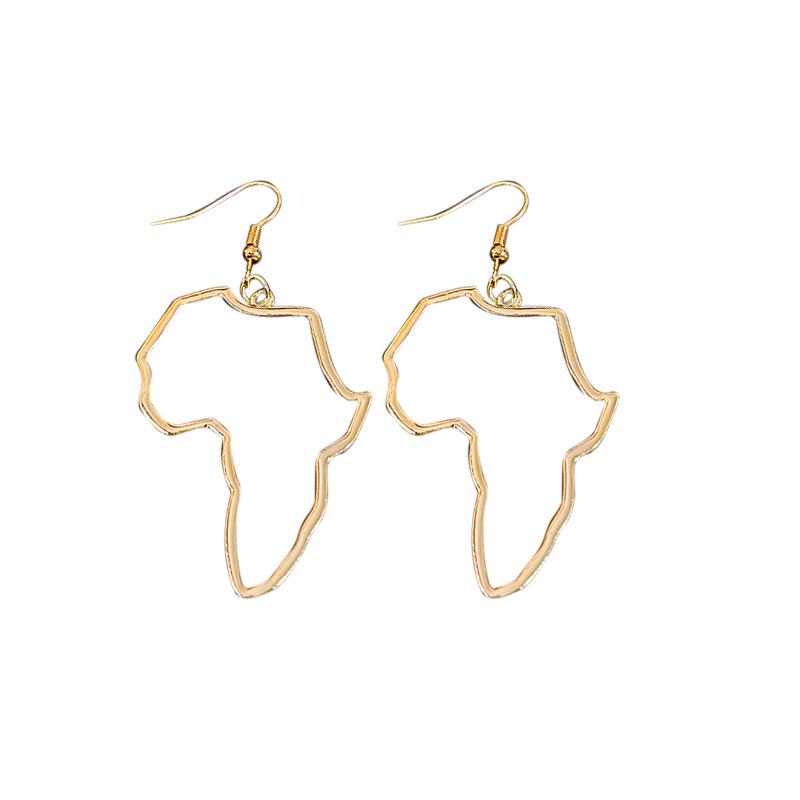Boucles d'oreilles pendantes créatives carte d'Afrique irrégulières: Design Évidé Exagéré, Mode Européenne & Américaine