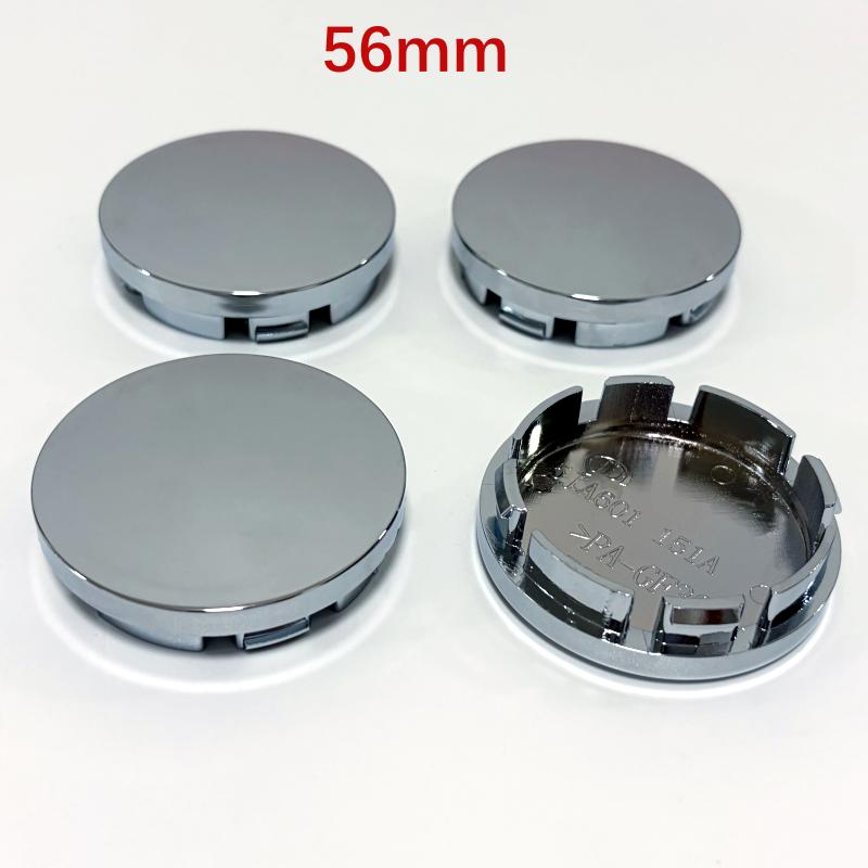 4 pezzi 68mm 65mm 60nmm 56mm 50mm 49mm 48mm Nero Cromo Argento Base Vuota Coprimozzo per Modifica Auto Universale Senza Logo Coprimozzo