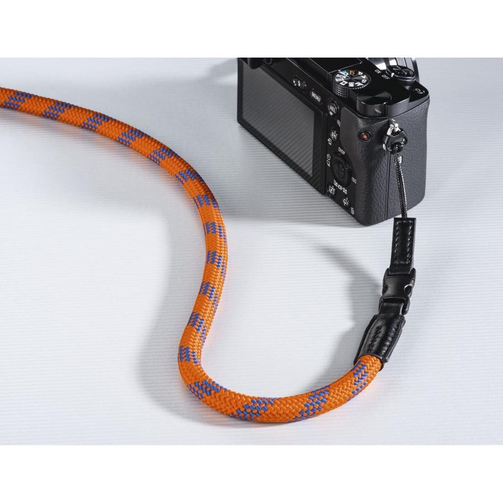 Hama Braid Camera Strap with Quick Made in Officially Imported 120" Fastener, Orange/Blue, Germany,