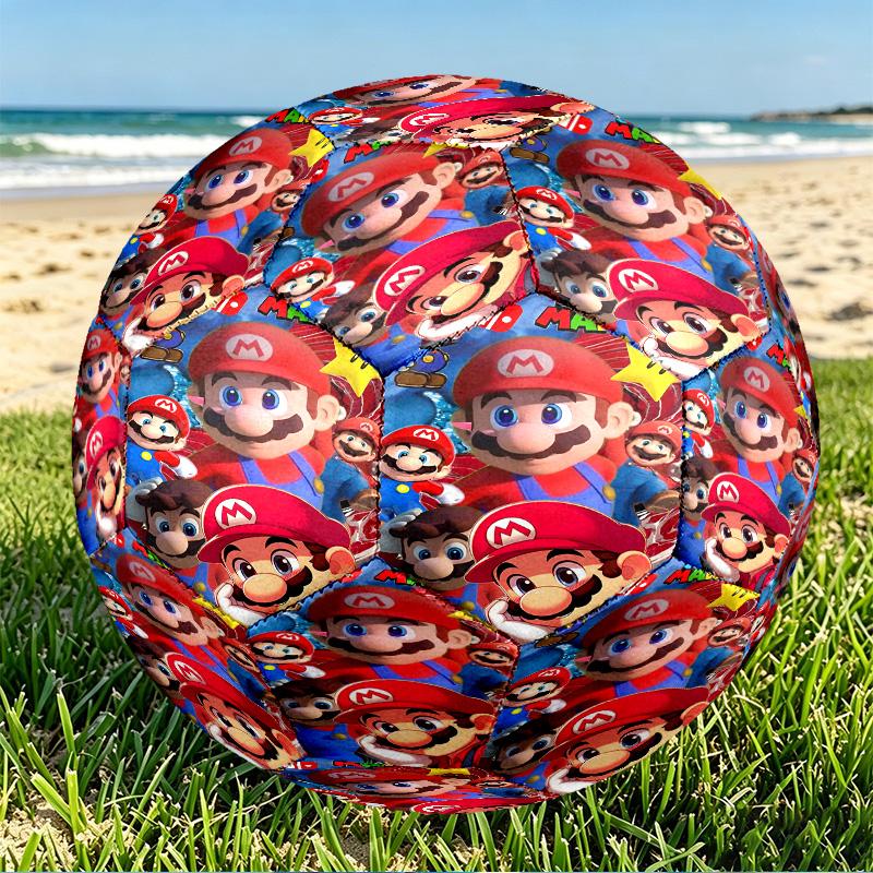 Super Mario Print Size 5 Soccer Ball, PU Wear Resistant Football for Match Training and Daily Practice, Birthday Gift for Soccer Fans