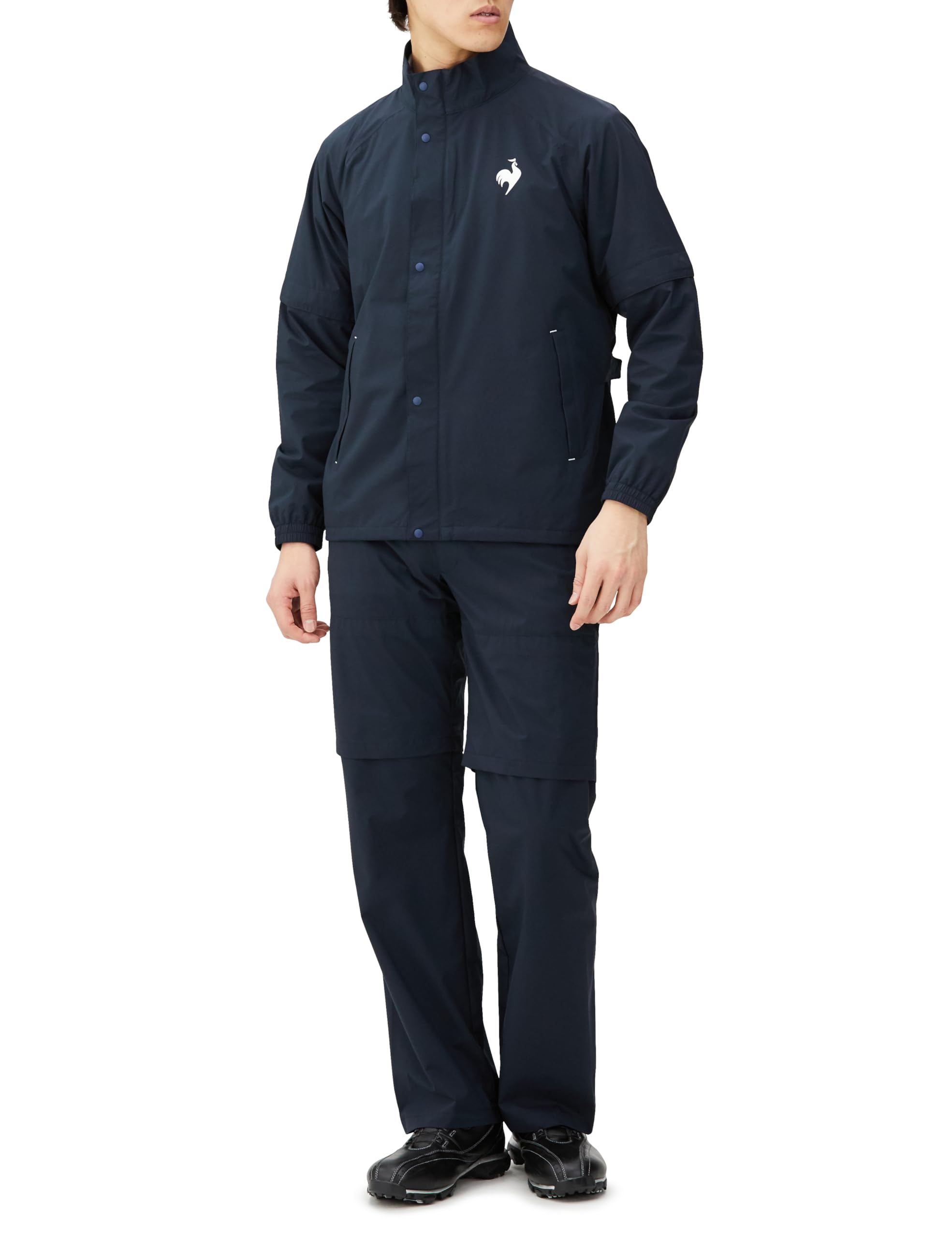 

Coq Sportif Rain Wear Дышащий водонепроницаемый эластичный верх и низ Комплект для гольфа Съемные рукава QGMXJH10W NV00 LL [Le Golf] [Ограниченное распространение]