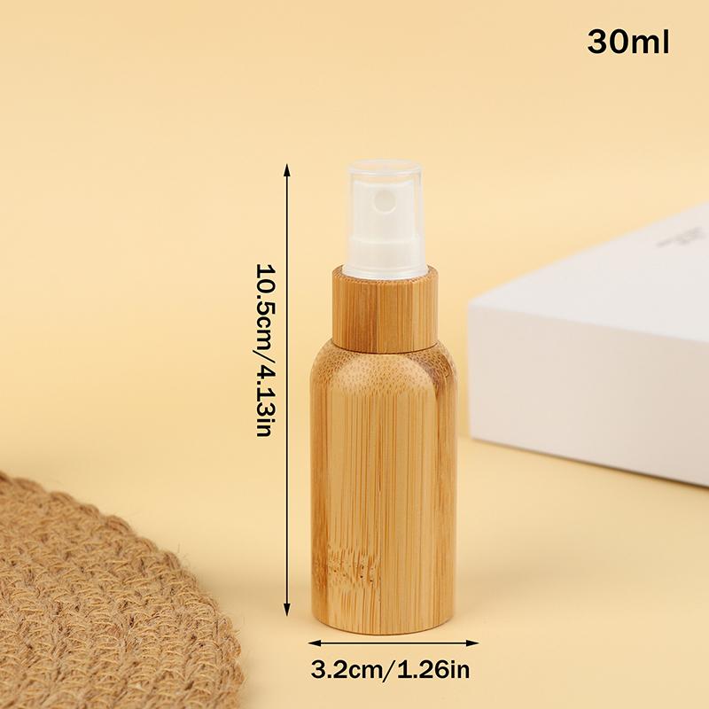 Empty 10/20/30/50/100Ml Bamboo Outer Shell Plastic Spray Bottle With Fine Mist Dispenser For Liquid Perfume Toiletries Container