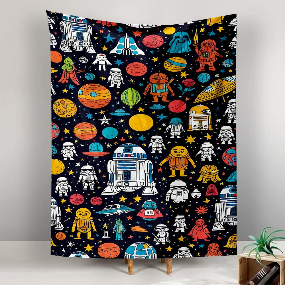 Colorful Galactic Characters and Planets Patterned tapestry for bedroom and living room home decor