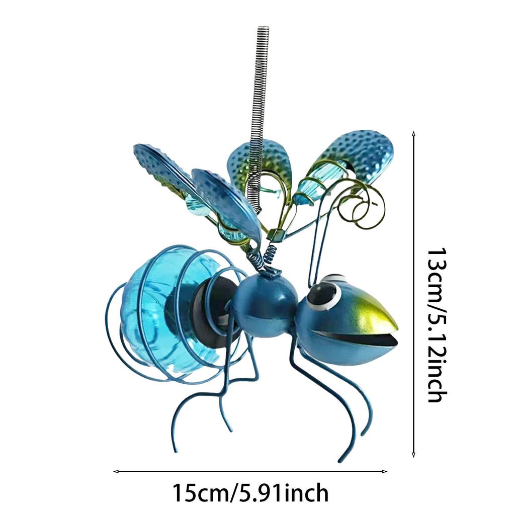 Courtyard Decoration 3d Solar Simulation Outdoor Garden Hanging Ornaments Waterproof Colorful Bee Iron Decoration Pendant
