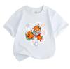 Kids Boys Girls 100% Cotton Short Sleeve Crew Neck T-Shirt, Cute Orange Cartoon Kitten Family Pattern Casual Soft Breathable Tees for Toddler Children