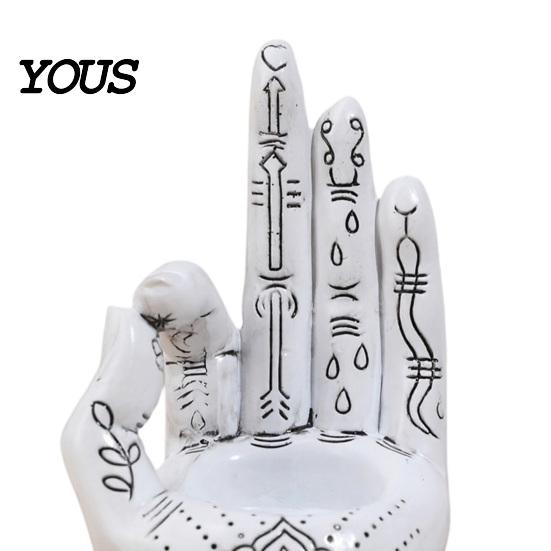Resin Hand Statue for Meditation Palmistry Incense Holder, Statue, Decorative Holder Stick Ancient Mystical Palm Sculpture Home Table