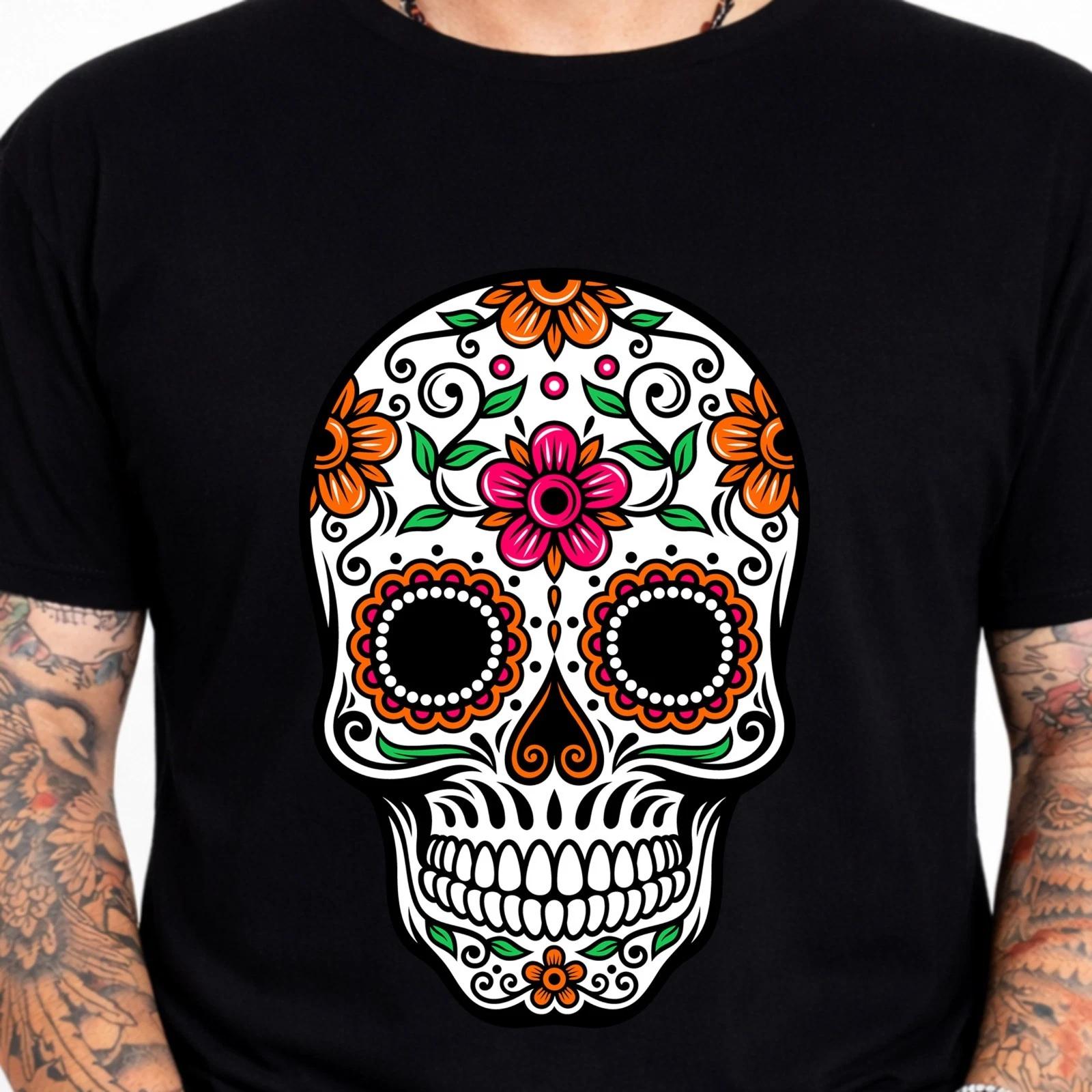 Sugar Skull T Shirt Day of the Dead Floral Calavera Gothic Gift Mexican Tee M