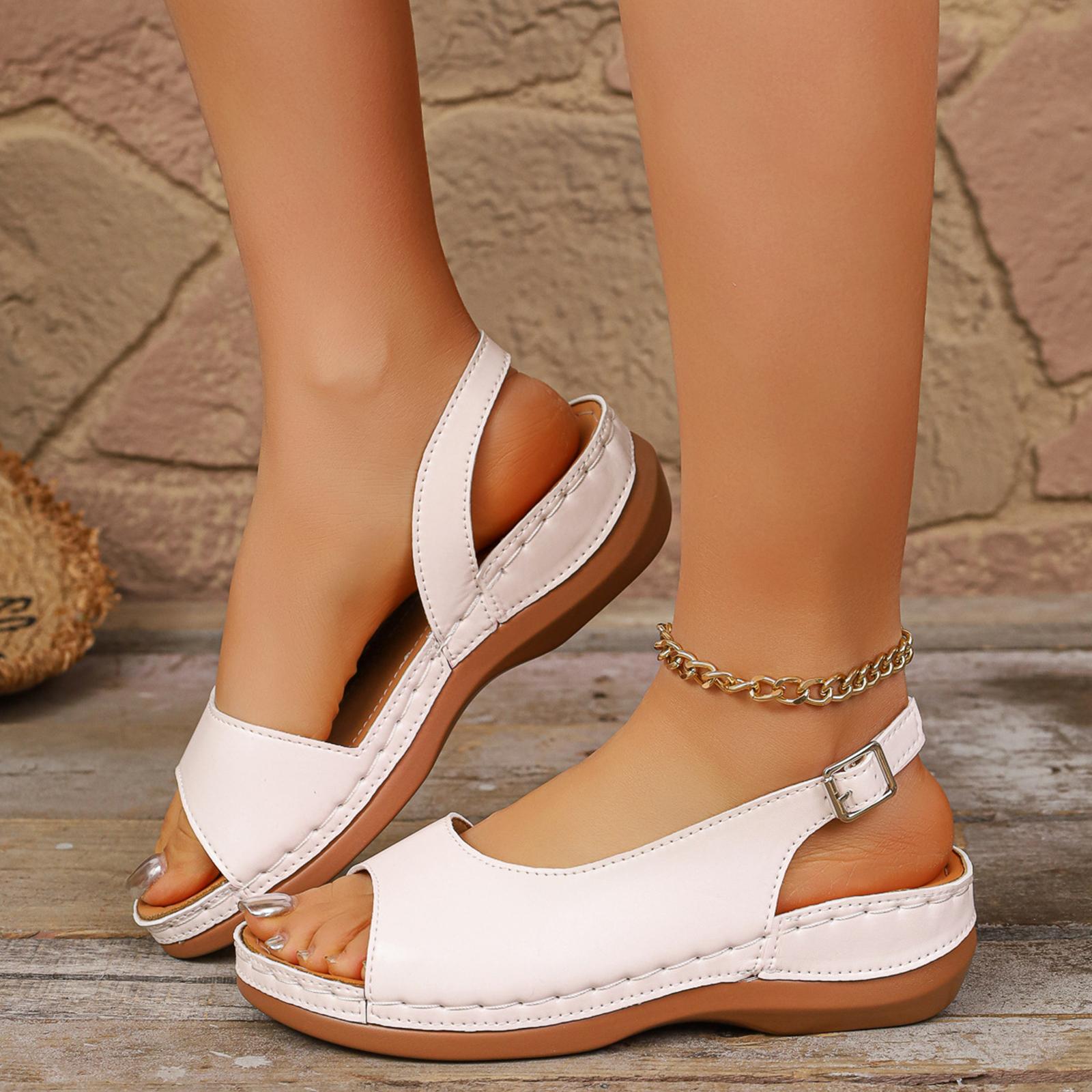 Women s summer sandals comfortable casual soft stylish women s shoes flat sandals casual shoes suitable for walking 36 бежевый 1600₽