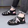 Fashion Big Size Cow Leather Roman Sandals for Men 2025 Summer Designer Hallow Out Platform Shoes Male Fashion Casual Black Sandals Man