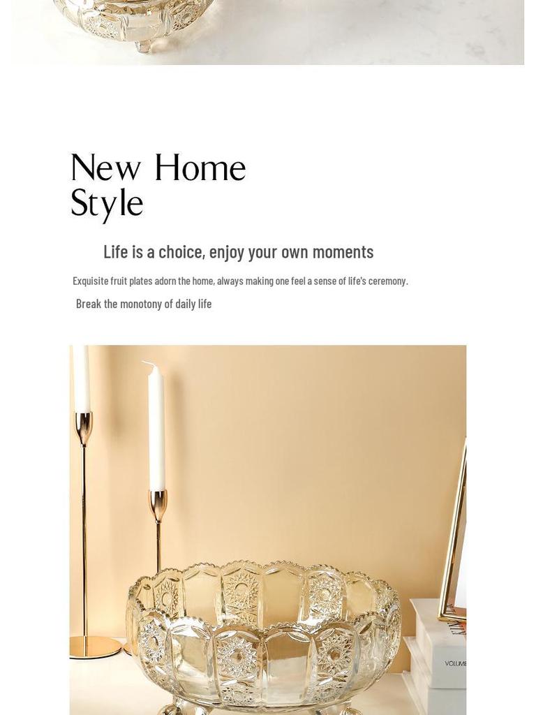 Luxury Crystal Three-Tier Fruit Bowl for Living Room