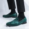 New British Style Men's Hair Stylist Pattern Suede Lazy Man Slip-on Bean Loafers 46 Plus-size Pointed Leather Shoes