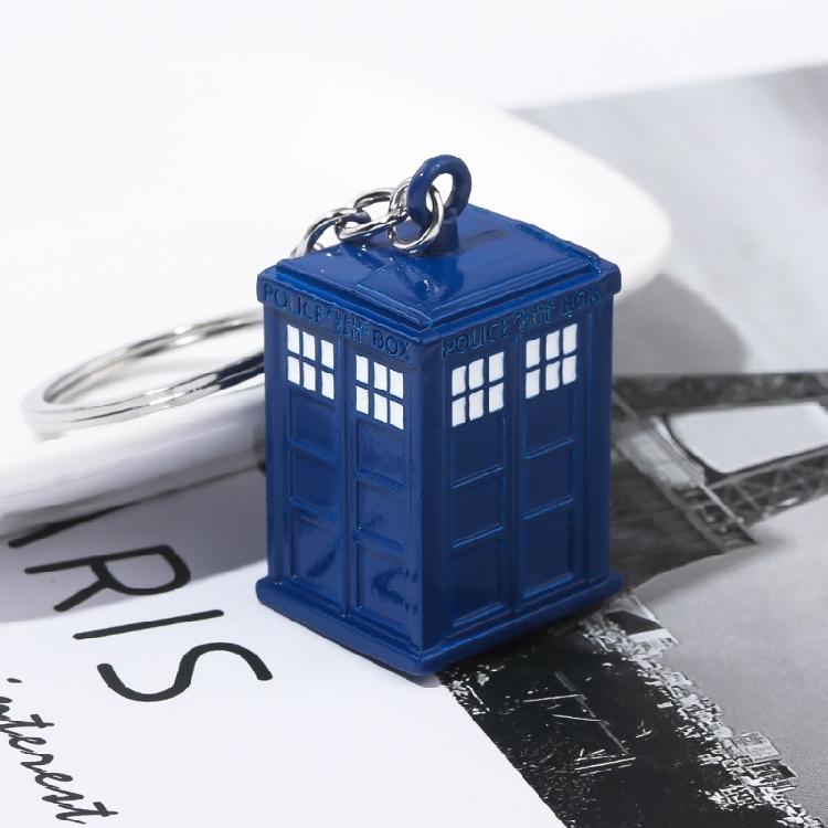 Attractive Tardis Themed Keychain Pendant Adds Character to Key Secure Key Rings Creative Keychain for Personal Use