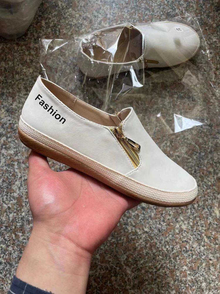 Women's 2024 Spring/Autumn Canvas Platform Sneakers - Solid Color with Large Size Zipper