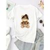 Damen Y2K Style Kurzarm-T-Shirt - Lässiges Oberteil mit Cartoon-Bären-Design, Bequem für alle Jahreszeiten, Maschinenwaschbar