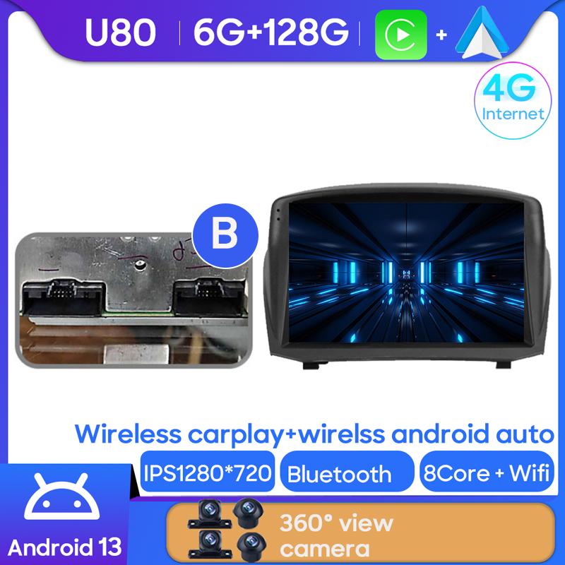 Android Multimedia For Ford Fiesta Mk 6 2008 - 2019 Car Stereo CPU Radio QLED Player Navigation Carplay Auto HDR 5G Dash WIFI BT