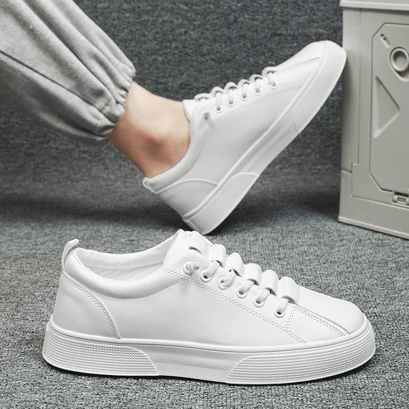 2025 New Classic Black Shoes Men Fashion Leather Sneakers Comfortable Slip-On Loafers Flats Sneakers Men Casual Skateboard Shoes