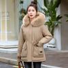 Women's Mid-Length Down Cotton Coat - Waist-Hugging, Plus Size, Fleece-Lined, Thickened Padded Jacket