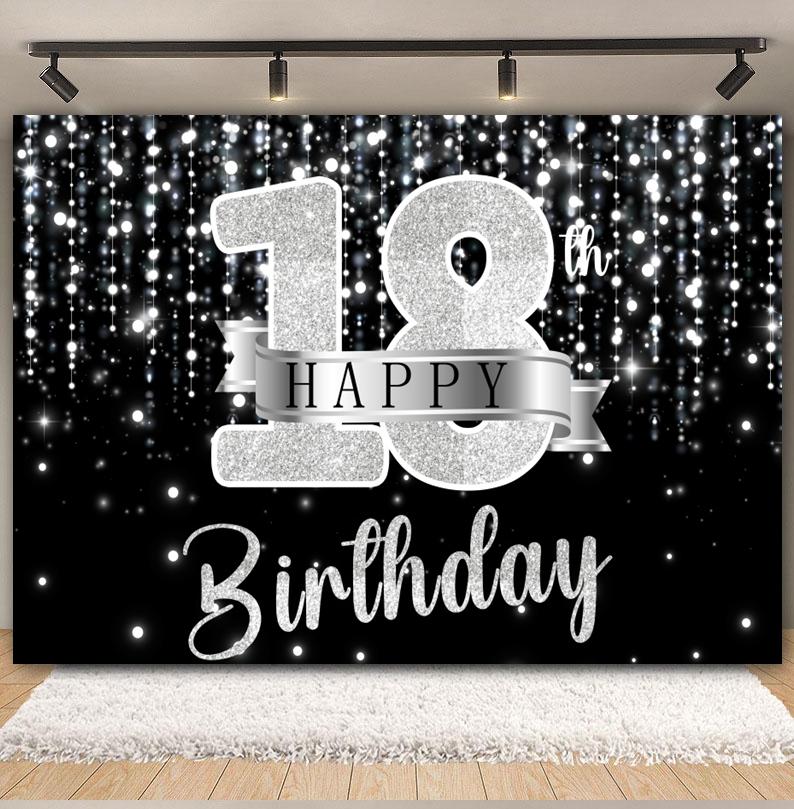 Schwarz Gold Rosa Blau Ballonband Thema Hintergrund, Geschenk zum Erwachsenwerden 18. Geburtstag Party Dekoration Fotografie Hintergrundtuch