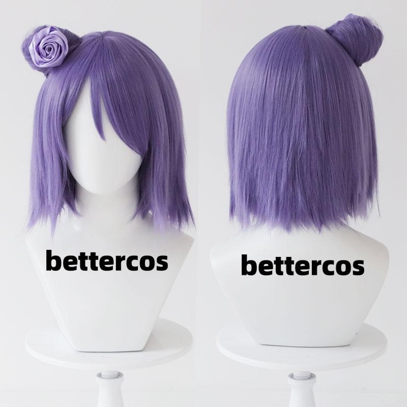 Konan Cosplay Pruik Anime Paars Kort Met Kapsel Hittebestendig Synthetisch Haar Halloween Feest Pruiken + Pruikenkap One Size gray