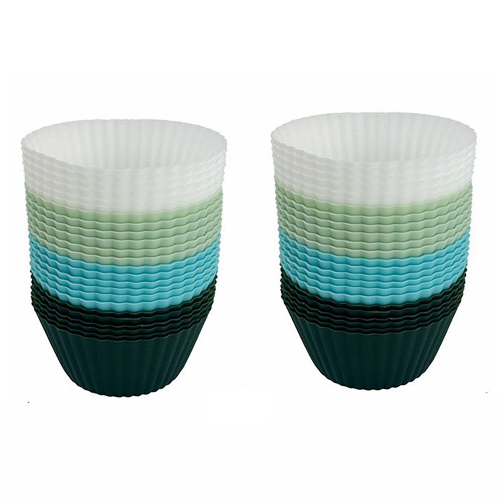 48Pcs DIY Silicone Cupcake Baking Cups Round Shape Muffin Cupcake Mold Food Baking Mold  Baking Tool