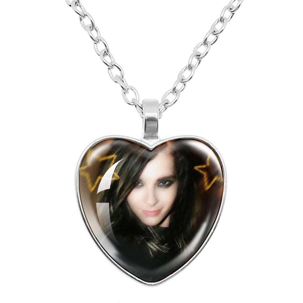Pop Retro Rock Band Tokio Hotel Glass Heart Shape Pendant Necklace Bill Kaulitz Music Songer Picture Jewelry Charm Fans Gift
