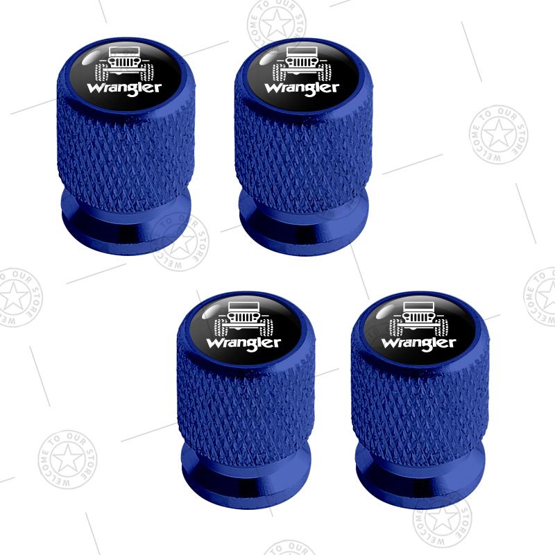 4pcs For Jeep Wrangler Renegade Cherokee Off-Road Vehicle SUV Logo Car Wheel Tire Valve Caps Air Stem Aluminum Accessories ANS1