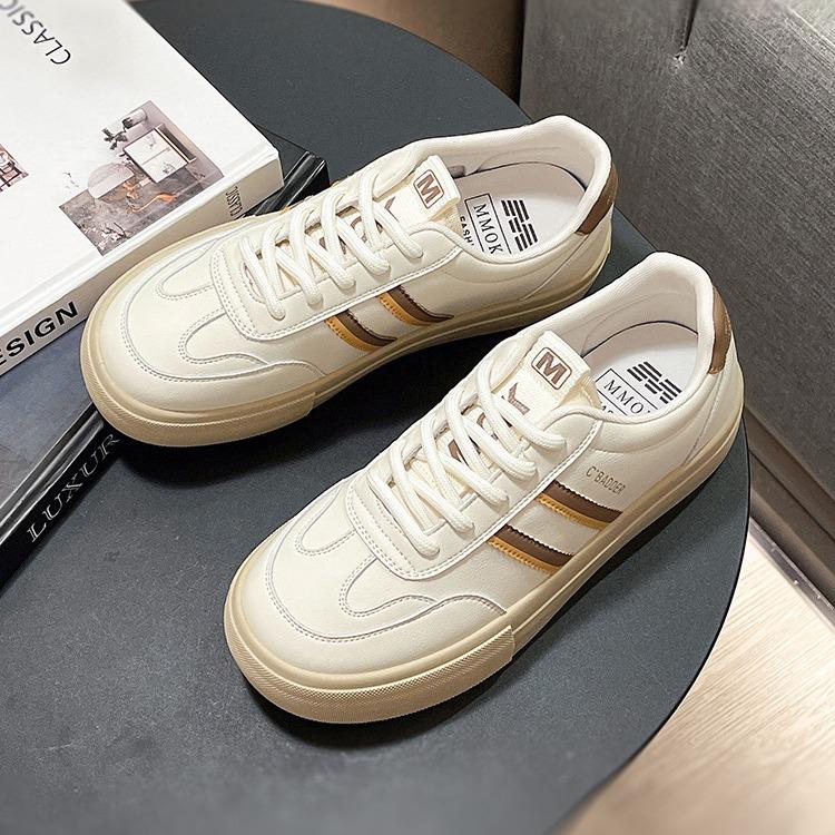 Dexun Shoes Women's 2025 Autumn New Retro Versatile Color Matching Striped Soft-soled Sports and Leisure Lightweight Breathable Board Shoes