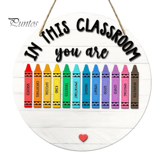 Classroom Decor Sign Wooden Welcome for Door, to Our Round Front Door Hanging Hanger, Sign, Back School Preschool Decoration Hanger