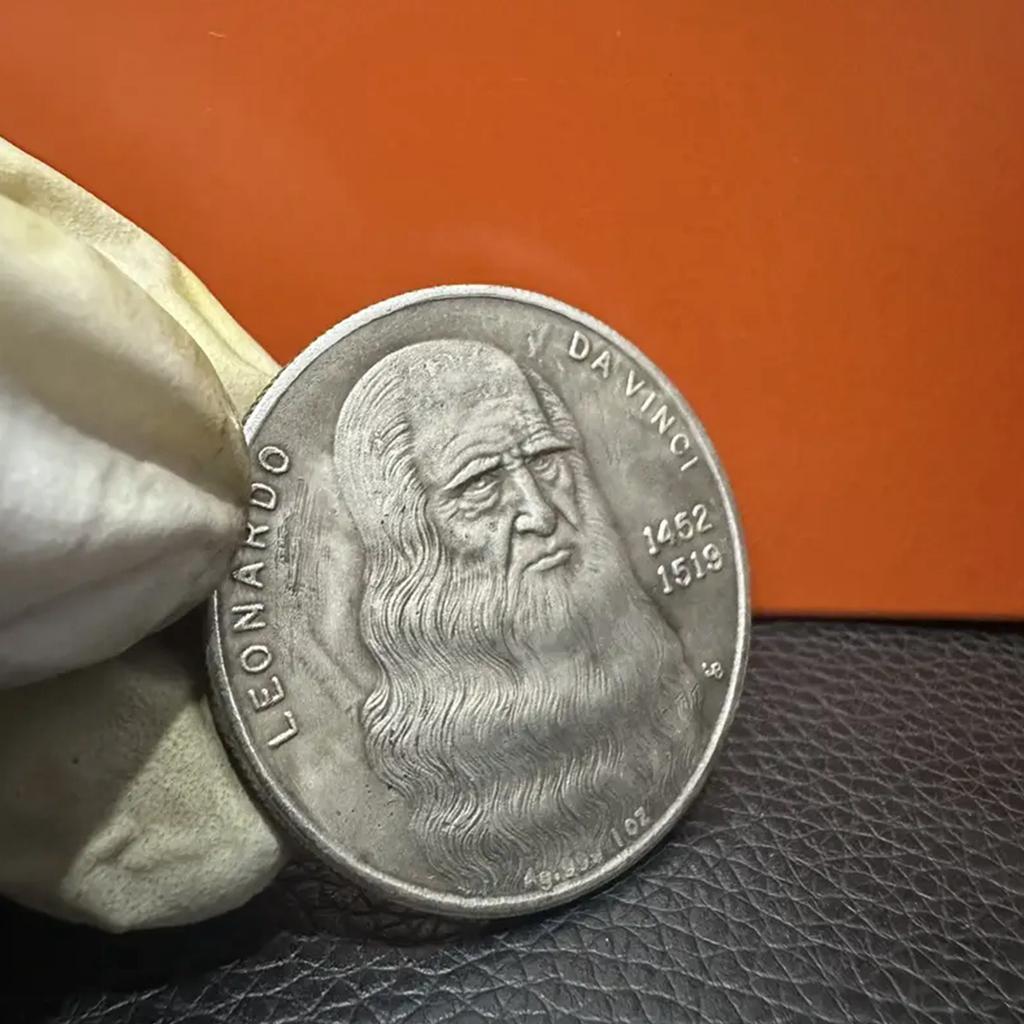 1pc, Vintage Replica Leonardo Da Vinci Commemorative Iron Coin, Collectible Challenge Coin, Historical Gift Item