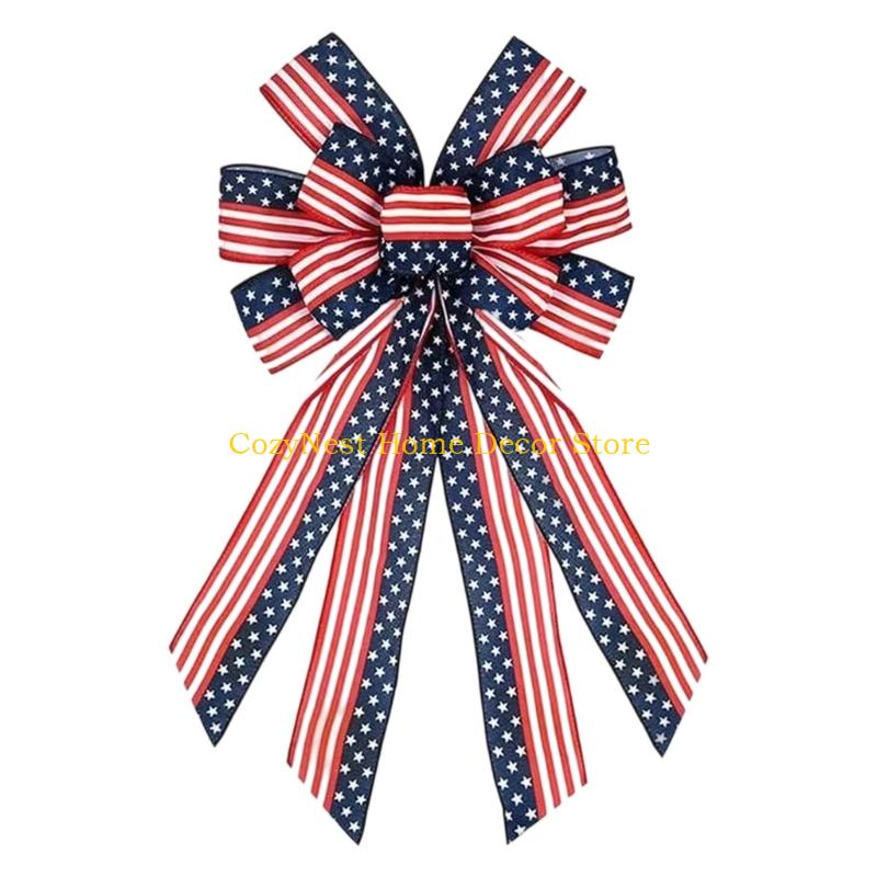 92MF Handmade Ribbon Bows For Patriotic Decoration Party Crafting Supplies Decorative Bowknot for Independence Day