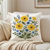 Yellow Blue Wildflower Pillow Case Organic Short Plush Cushion Covers Breathable Washable WrinkleResistant