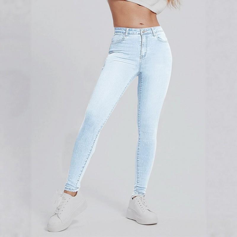Hohe Taille Stretch Schlanke Passform Damen Denim Jegging Hosen Lässig Täglich