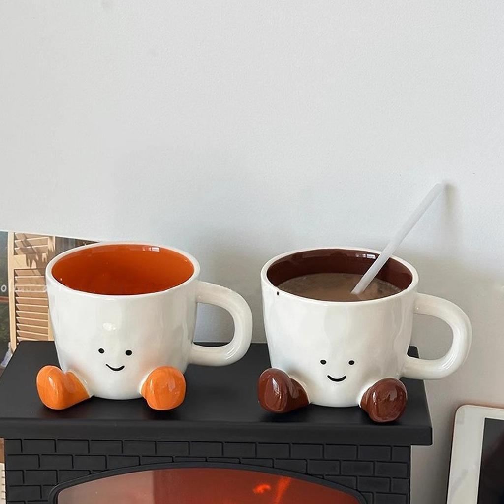 Cute Ceramic Mug Adorable Home Kitchen Drinkware Novelty Teacup with Handle for Latte Water Milk Hot Cocoa Cold Hot Drinks