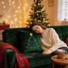 Christmas Embroidered Throw Pillow Cover With Star And Tree Decor For Living Room Party